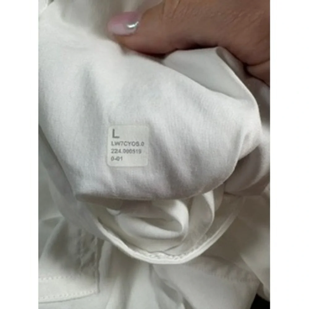 Lululemon White Cotton Blend Poplin High Rise Drawstring Shorts 4